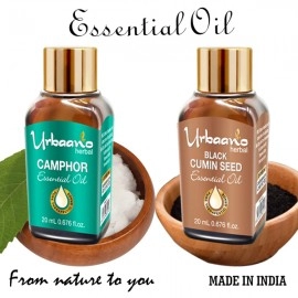 Urbaano Herbal Camphor & Black Cumin Seed Essential Oil | 20 ml  Each For Hair, Skin & Aromatherapy | 100% Therapeutic Grade