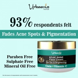 Urbaano Herbal Kojic Shine Face Cream for Pigmentation & Tan Removal with Kojic acid, Oats & Vitamin C