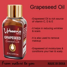 Urbaano Herbal Grapeseed & Cedarwood Essential Oil | 20 ml Each For Hair, Skin & Aromatherapy | 100% Undiluted Therapeutic Grade