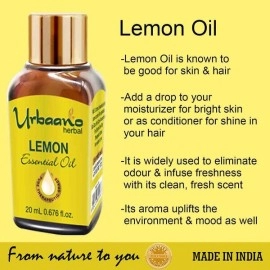 Urbaano Herbal Lemon Essential Oil Natural & Pure for Skin, Hair Care & Aromatherapy | 20ml