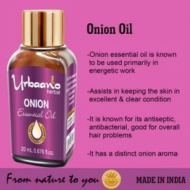 Urbaano Herbal Onion & Cedarwood Essential Oil | 20 ml Each For Hair, Skin & Aromatherapy | 100% Undiluted Therapeutic Grade