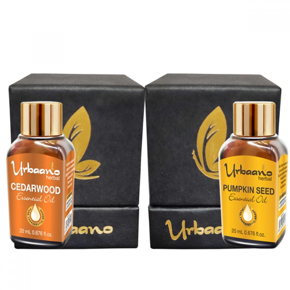 Urbaano Herbal Pumpkin Seed & Cedarwood Essential Oil 20 ml | Each For Hair Skin-Aromatherapy | 100% Undiluted | Therapeutic Grade