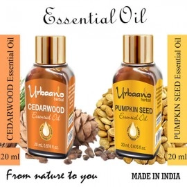Urbaano Herbal Pumpkin Seed & Cedarwood Essential Oil 20 ml | Each For Hair Skin-Aromatherapy | 100% Undiluted | Therapeutic Grade