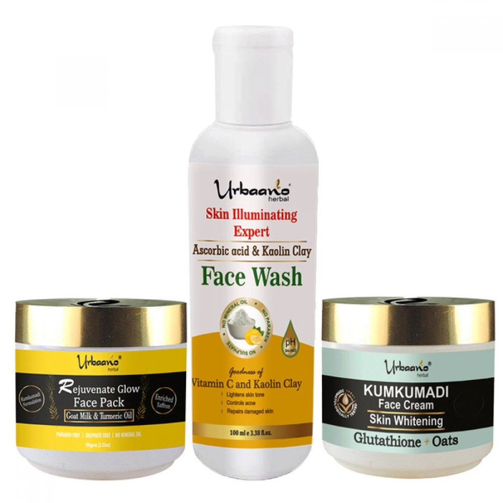 Skin Care Gift Kit | Kumkumadi Rejuvenating Face Pack | Kumkumadi Skin Whitening Cream & Purifying Anti- Acne Face Cleanser | 300ml