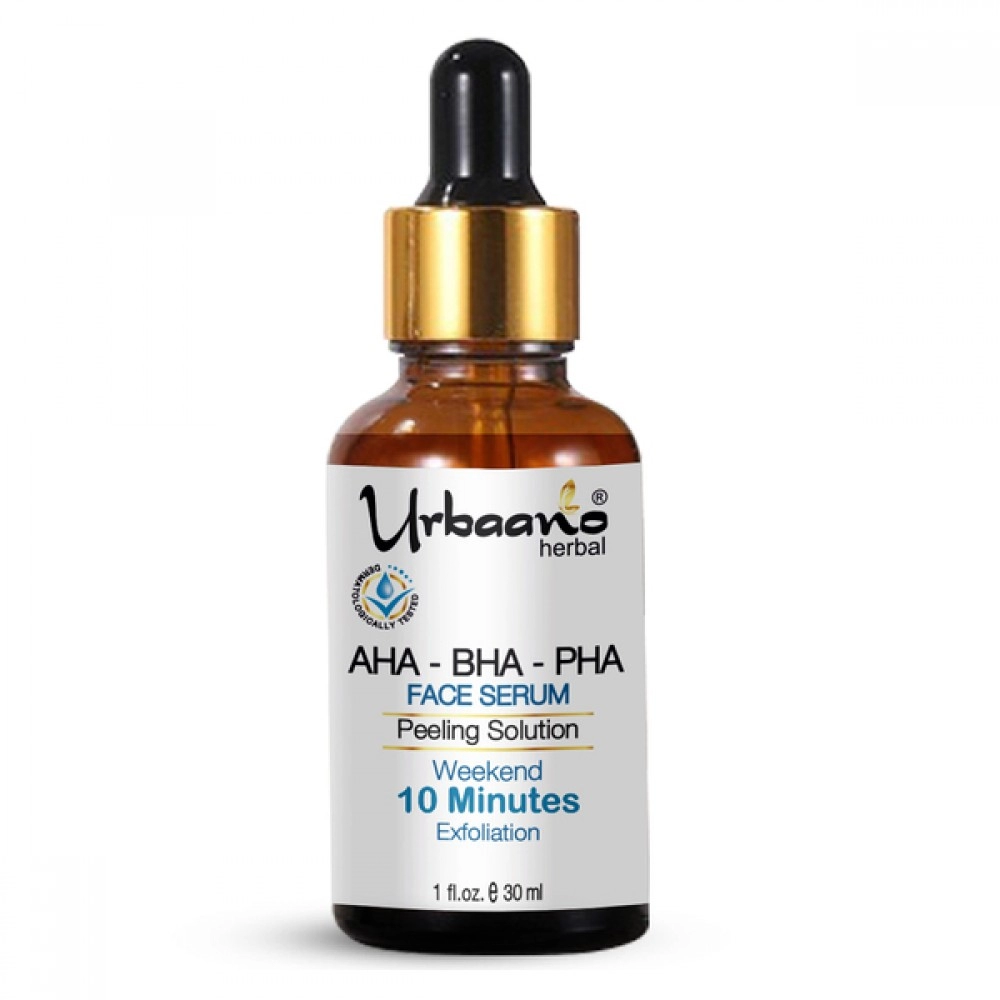 Urbaano Herbal AHA + BHA + PHA Peeling Solution for Glowing Skin, Smooth Texture & Pore Cleansing, Skin Friendly Peel for Weekend Exfoliation| 30ml