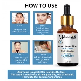 Urbaano Herbal AHA + BHA + PHA Peeling Solution for Glowing Skin, Smooth Texture & Pore Cleansing, Skin Friendly Peel for Weekend Exfoliation| 30ml
