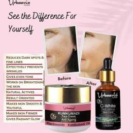Urbaano Herbal Kumkumadi Anti Ageing Niacinamide Cream Vitamin C10 Hyaluronic Acid Face Serum