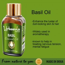 Urbaano Herbal Basil & Cedarwood Essential Oil | 20 ml Each for Hair, Skin & Aromatherapy | 100% Undiluted Therapeutic Grade