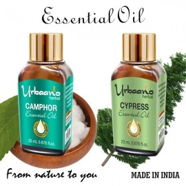Urbaano Herbal Camphor & Cypress Essential Oil | 20 ml Each For Hair, Skin & Aromatherapy | 100% Undiluted Therapeutic Grade