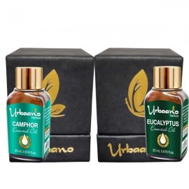Urbaano Herbal Camphor & Eucalyptus Essential Oil 20 ml each(For Hair, Skin & Aromatherapy |100% Undiluted | Therapeutic Grade