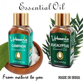 Urbaano Herbal Camphor & Eucalyptus Essential Oil 20 ml each(For Hair, Skin & Aromatherapy |100% Undiluted | Therapeutic Grade