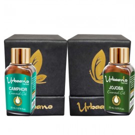 Urbaano Herbal Camphor & Jojoba Essential Oil 20 ml each For Hair, Skin & Aromatherapy | 100% Undiluted | Therapeutic Grade