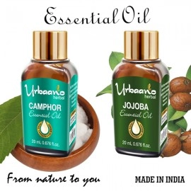Urbaano Herbal Camphor & Jojoba Essential Oil 20 ml each For Hair, Skin & Aromatherapy | 100% Undiluted | Therapeutic Grade