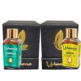 Urbaano Herbal Camphor & Lemon Essential Oil | 20 ml Each For Hair, Skin & Aromatherapy  | 100% Undiluted Therapeutic Grade