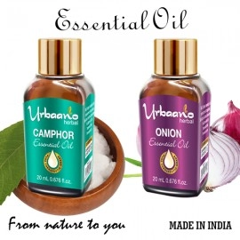 Urbaano Herbal Camphor & Onion Essential Oil | 20 ml Each For Hair, Skin & Aromatherapy | 100% Undiluted Therapeutic Grade