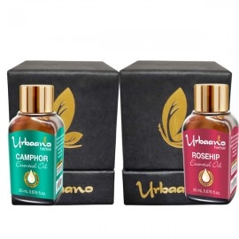 Urbaano Herbal Camphor & Rosehip Essential Oil 20 ml | Each For Hair, Skin & Aromatherapy | 100% Undiluted | Therapeutic Grade