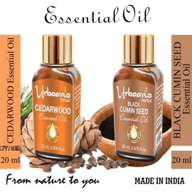 Urbaano Herbal Cumin Seed & Cedarwood Essential Oil | 20 ml Each for Hair-Skin-Aromatherapy | 100% Undiluted Therapeutic Grade