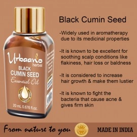 Urbaano Herbal Cumin Seed & Cedarwood Essential Oil | 20 ml Each for Hair-Skin-Aromatherapy | 100% Undiluted Therapeutic Grade