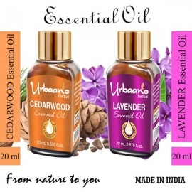 Urbaano Herbal Geranium & Cedarwood Essential Oil | 20ml Each for Hair, Skin & Aromatherapy |100% Undiluted Therapeutic Grade