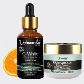 Urbaano Herbal Kumkumadi Skin Whitening Cream & Vitamin C10, Hyaluronic Acid Face Serum