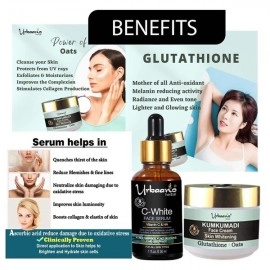 Urbaano Herbal Kumkumadi Skin Whitening Cream & Vitamin C10, Hyaluronic Acid Face Serum