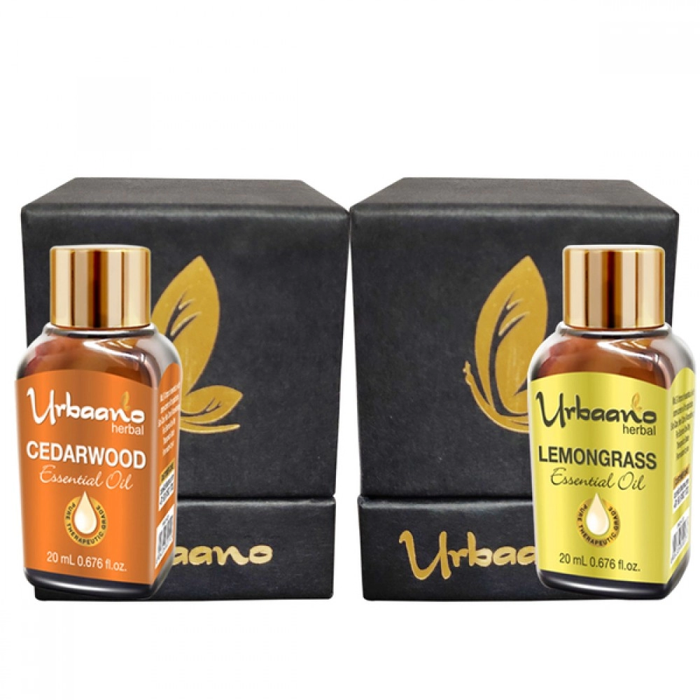 Urbaano Herbal Lemongrass & Cedarwood Essential Oil  | 20 ml Each for Hair-Skin-Aromatherapy | 100% Undiluted Therapeutic Grade