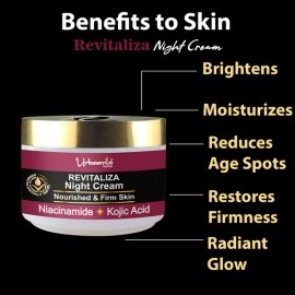 Urbaano Herbal Revitaliza Night Face Cream for Wrinkles & Fine Lines with Kojic acid, Niacinamide & Bakuchiol