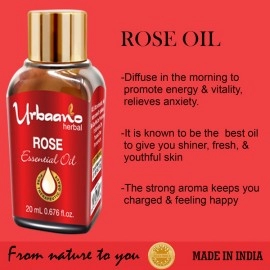 Urbaano Herbal Rose & Cedarwood Essential Oil | 20 ml Each For Hair, Skin & Aromatherapy | 100% Undiluted Therapeutic Grade