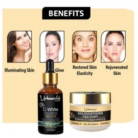 Urbaano Herbal Sea Buckthorn Face Cream & Vitamin C10, Hyaluronic Acid Face Serum