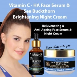 Urbaano Herbal Sea Buckthorn Night Cream & Vitamin C10, Hyaluronic Acid Face Serum