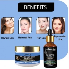 Urbaano Herbal Sea Buckthorn Night Cream & Vitamin C10, Hyaluronic Acid Face Serum