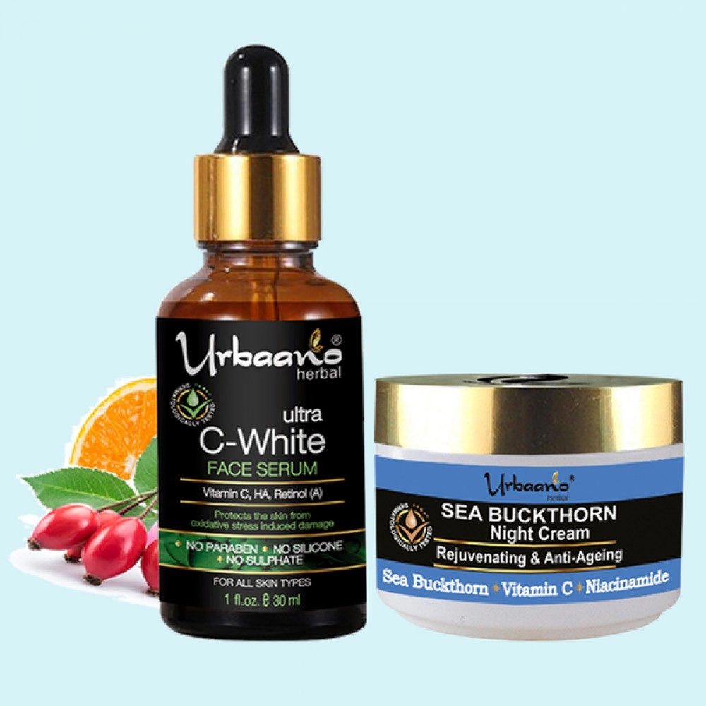 Urbaano Herbal Sea Buckthorn Night Cream Vitamin C20 Retinol Face Serum