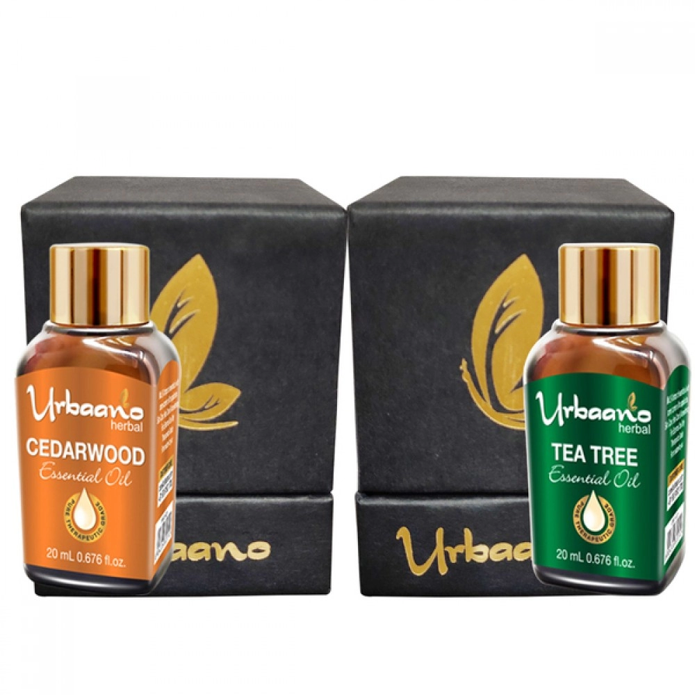 Urbaano Herbal Tea Tree & Cedarwood Essential Oil | 20ml Each for Hair, Skin & Aromatherapy | 100% Undiluted  Therapeutic Grade