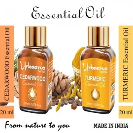 Urbaano Herbal Turmeric & Cedarwood Essential Oil | 20ml For Hair, Skin & Aromatherapy | 100% Undiluted Therapeutic Grade
