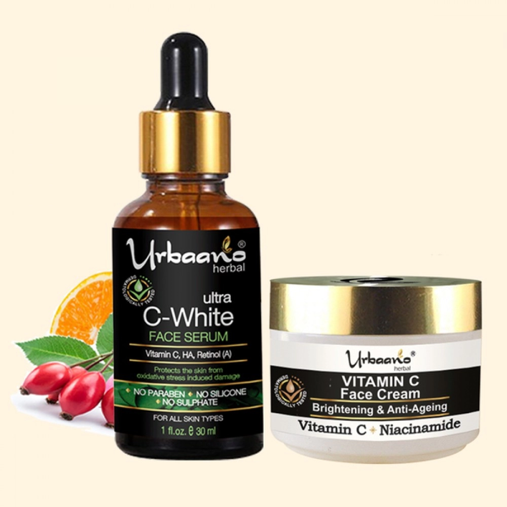 Urbaano Herbal Vitamin C Face Cream  Vitamin C20 Retinol Face Serum
