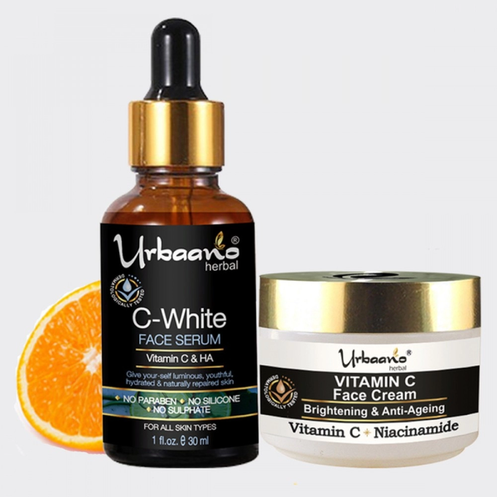 Urbaano Herbal Vitamin C Face Cream & Vitamin C10 Hyaluronic Acid Face Serum