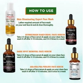 Urbaano Herbal Depigmentation Vitamin C Face Serum, AHA BHA Peeling Solution, Kumkumadi Tailam & Vitamin C Face Wash-190ml-Pocket Friendly Combo Pack of 4