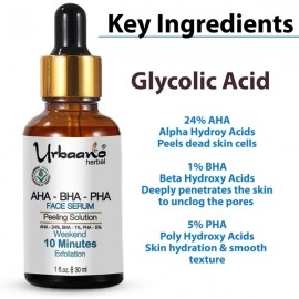Urbaano Herbal Depigmentation Vitamin C Face Serum, AHA BHA Peeling Solution, Kumkumadi Tailam & Vitamin C Face Wash-190ml-Pocket Friendly Combo Pack of 4