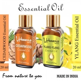 Urbaano Herbal Ylang Ylang & Cedarwood Essential Oil | 20 ml Each for Hair-Skin-Aromatherapy | 100% Undiluted Therapeutic Grade