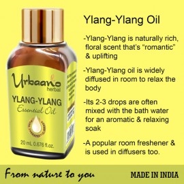 Urbaano Herbal Ylang Ylang & Cedarwood Essential Oil | 20 ml Each for Hair-Skin-Aromatherapy | 100% Undiluted Therapeutic Grade