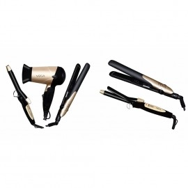 VEGA Miss Versatile Styling Set Straightener, Curler & Dryer Gift Combo (VHSS-03), Black