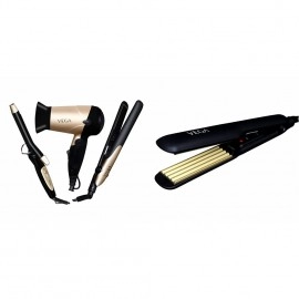 VEGA Miss Versatile Styling Set Straightener, Curler & Dryer Gift Combo (VHSS-03), Black