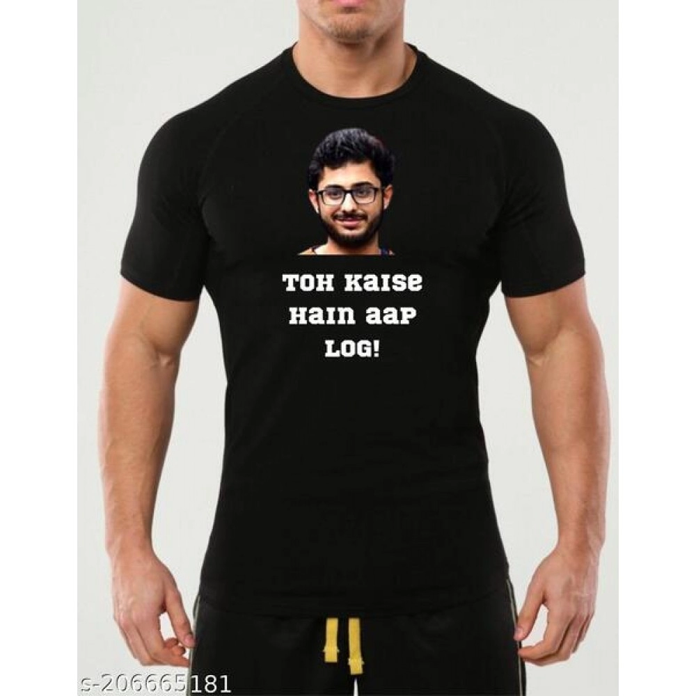 ZollarX | Carryminati Printed Cotton Men’s T-Shirt | Black