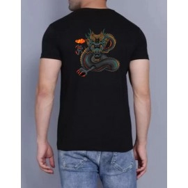 ZollarX | Dangerous Dragon Printed Cotton T-Shirt | Black