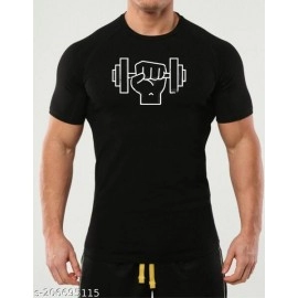 ZollarX | Dumbbell Printed Cotton Men’s T-Shirt | Black