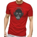 ZollarX | Headphone Monkey Printed Cotton T-Shirt | Red 