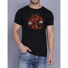 ZollarX | Mystical Dragon Printed Cotton T-Shirt | Black