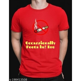 ZollarX | Quirky Smoker Printed Cotton Men’s T-Shirt | Red