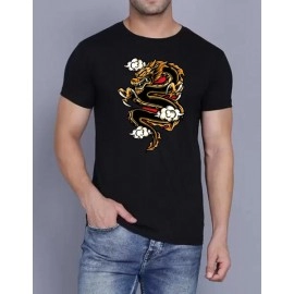 ZollarX | Tremendous Dragon Printed Cotton T-Shirt | Black