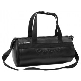 AUXTER Black Leatherette Gym Duffel Bag for Men & Women with Shoe Compartment